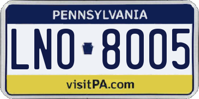 PA license plate LNO8005