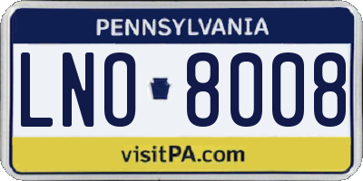 PA license plate LNO8008