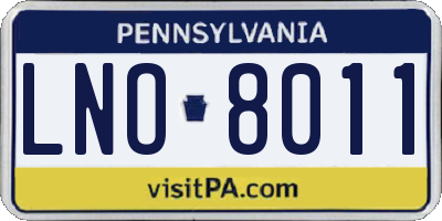PA license plate LNO8011