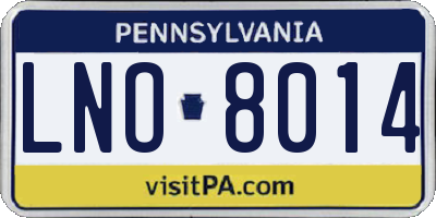 PA license plate LNO8014