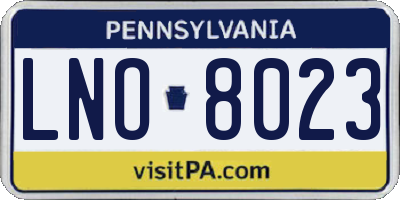 PA license plate LNO8023