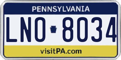 PA license plate LNO8034