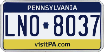 PA license plate LNO8037