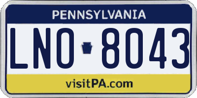 PA license plate LNO8043