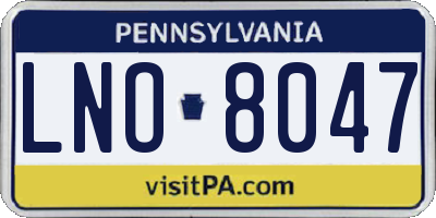 PA license plate LNO8047