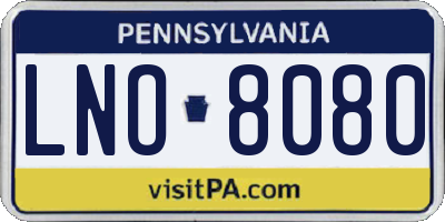 PA license plate LNO8080