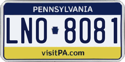 PA license plate LNO8081