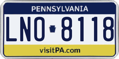 PA license plate LNO8118