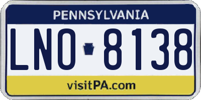 PA license plate LNO8138