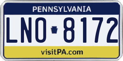 PA license plate LNO8172