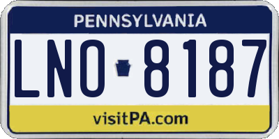 PA license plate LNO8187