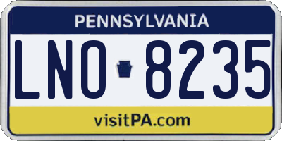 PA license plate LNO8235