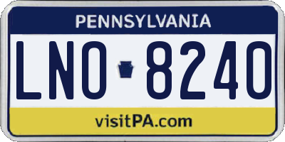 PA license plate LNO8240