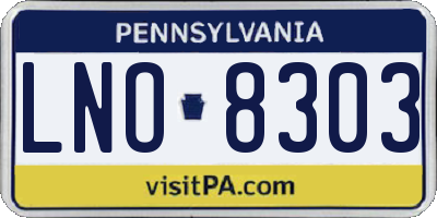 PA license plate LNO8303