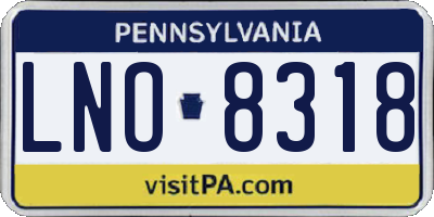 PA license plate LNO8318
