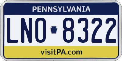 PA license plate LNO8322