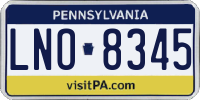 PA license plate LNO8345