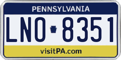 PA license plate LNO8351