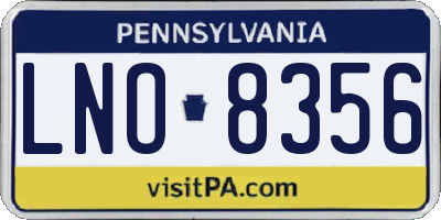 PA license plate LNO8356