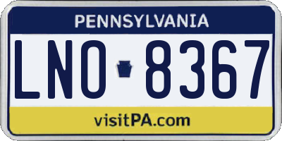PA license plate LNO8367