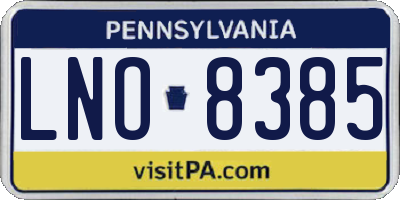 PA license plate LNO8385