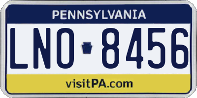 PA license plate LNO8456