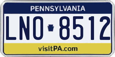 PA license plate LNO8512