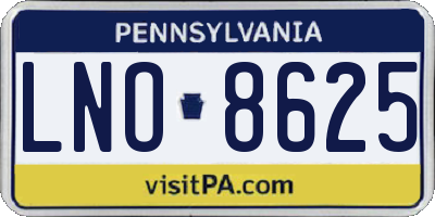 PA license plate LNO8625
