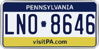 PA license plate LNO8646