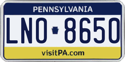 PA license plate LNO8650