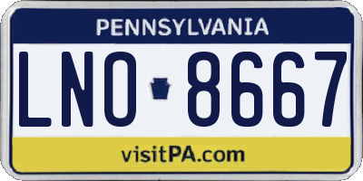 PA license plate LNO8667