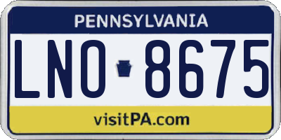 PA license plate LNO8675