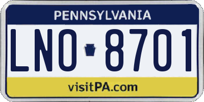 PA license plate LNO8701
