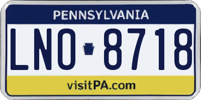 PA license plate LNO8718