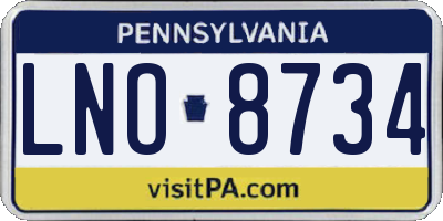 PA license plate LNO8734