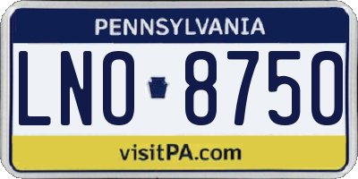 PA license plate LNO8750