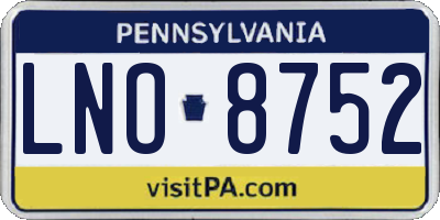 PA license plate LNO8752