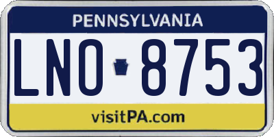 PA license plate LNO8753