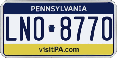 PA license plate LNO8770