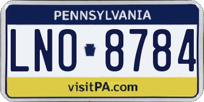 PA license plate LNO8784