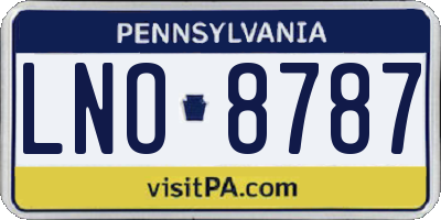 PA license plate LNO8787