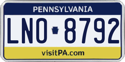 PA license plate LNO8792