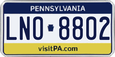 PA license plate LNO8802