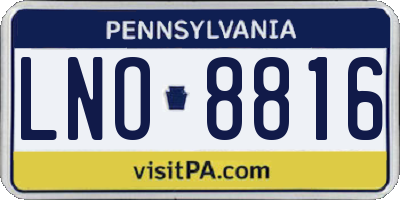 PA license plate LNO8816