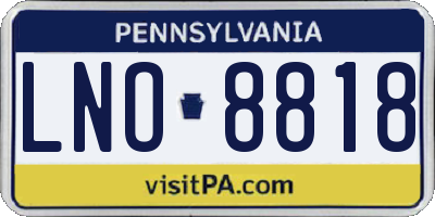 PA license plate LNO8818
