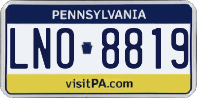 PA license plate LNO8819