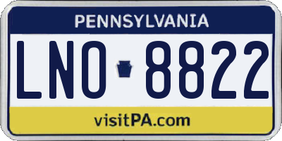PA license plate LNO8822