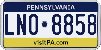 PA license plate LNO8858