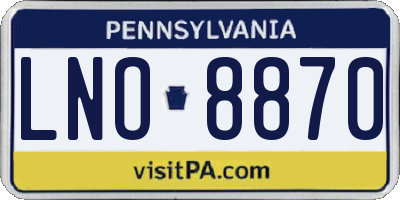 PA license plate LNO8870