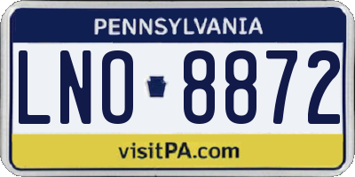 PA license plate LNO8872